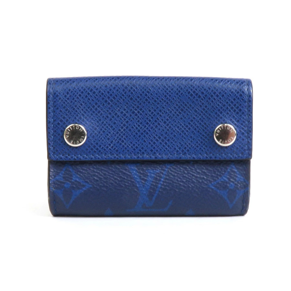 Louis Vuitton Discovery Wallet Trifold Monogram Canvas Taiga Leather Cobalt Blue
